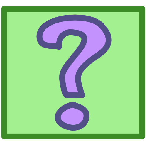 a purple question mark in a green square